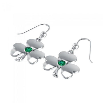 A symbolic charm in Irish culture ~ Sterling Silver Jewelry Shamrock Hook Earrings TE2811 - Jewelry